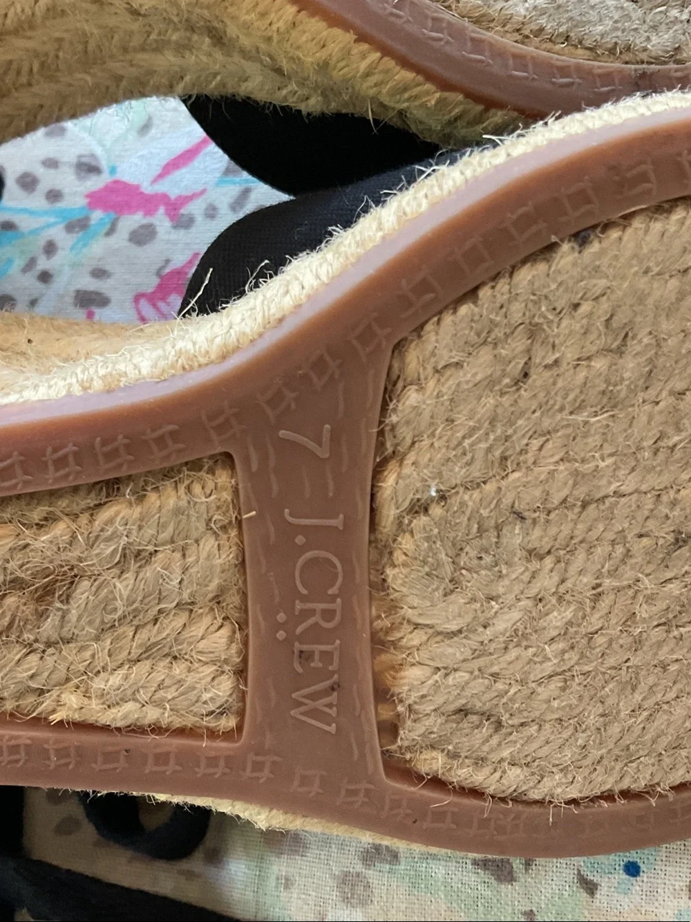 J. Crew Black Espadrille Wedges with Cream Braided Heel and Ankle Ties
